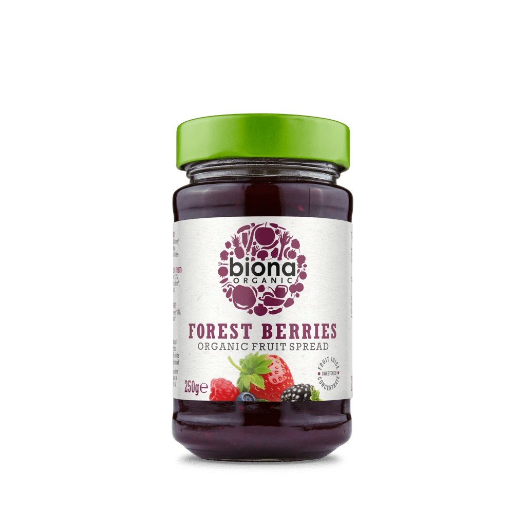 Biona Organic Strawberry Fruit Spread - 250g Jar, 55% Strawberries, Vegan, Dairy & Wheat Free, Perfect For Toast & Baking