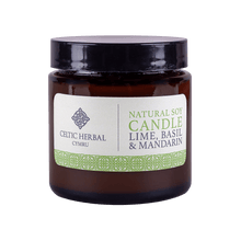 Load image into Gallery viewer, Celtic Herbal Natural Mandarin, Lime & Basil Candle - Natural Soy Candle 100g