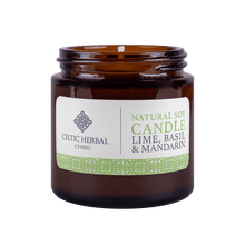 Load image into Gallery viewer, Celtic Herbal Natural Mandarin, Lime & Basil Candle - Natural Soy Candle 100g