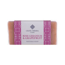 Load image into Gallery viewer, Celtic Herbal Rose Geranium & Grapefruit Soap 100g - Handmade Natural Soap Bar