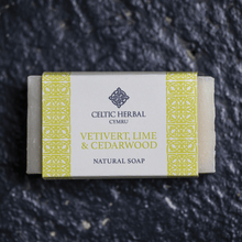 Load image into Gallery viewer, Celtic Herbal Vetivert, Lime & Cedarwood Soap 100g - Handmade Natural Soap Bar