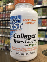 Load image into Gallery viewer, Doctor’s Best Collagen types 1 & 3 with Peptan 1,000mg 180 tablets