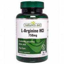 Load image into Gallery viewer, Natures Aid L-Arginine HCl 750mg 90 Tablets