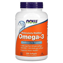 Load image into Gallery viewer, Now Molecularly Distilled Omega-3, 200 Softgels