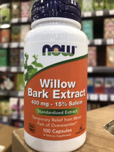 Load image into Gallery viewer, Now Willow bark extract 400mg 100 caps