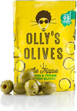 Load image into Gallery viewer, Olly’s Olives Lemon & Thyme Zesty Green Olives 50g