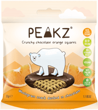 Load image into Gallery viewer, Peakz Crunchy Chocolate Orange Squares 32g