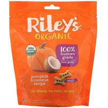 Load image into Gallery viewer, Rileys Organic Dog Treats, Small Bone, Pumpkin & Coconut Recipe 142g