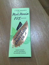 Load image into Gallery viewer, The Raw Chocolate Co Mint Mania 72% cacao 38g