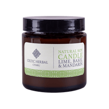 Load image into Gallery viewer, Celtic Herbal Natural Mandarin, Lime &amp; Basil Candle - Natural Soy Candle 100g
