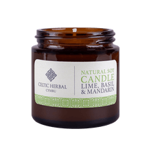 Load image into Gallery viewer, Celtic Herbal Natural Mandarin, Lime &amp; Basil Candle - Natural Soy Candle 100g
