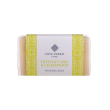 Load image into Gallery viewer, Celtic Herbal Vetivert, Lime &amp; Cedarwood Soap 100g - Handmade Natural Soap Bar
