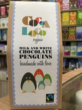 Load image into Gallery viewer, Cocoa Loco Organic Milk &amp; White Chocolate Penguins 110g
