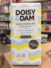 Load image into Gallery viewer, Doisy&amp;Dam Dark Chocolate Maca, Vanila&amp;Cacao Nibs 25g
