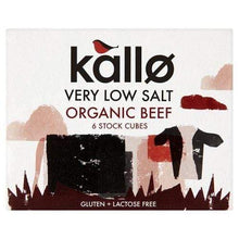 Load image into Gallery viewer, Kallo Organic beef stock  low salt cubes 48g
