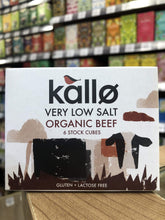 Load image into Gallery viewer, Kallo Organic beef stock  low salt cubes 48g
