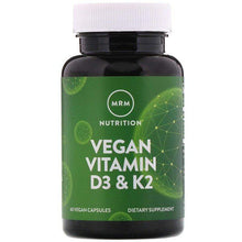 Load image into Gallery viewer, MRM Nutrition Vegan Vitamin D3 &amp; K2, 62.5 mcg (2,500 IU), 60 Vegan Capsules
