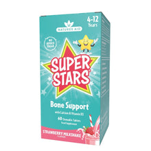 Load image into Gallery viewer, Natures Aid Super Stars Bone Support 4-12 Years 60 chewable tabs
