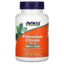 Load image into Gallery viewer, Now Potassium Citrate 99mg 180 Vegetarian/Vegan capsules
