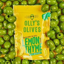 Load image into Gallery viewer, Olly’s Olives Lemon &amp; Thyme Zesty Green Olives 50g
