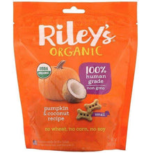 Load image into Gallery viewer, Rileys Organic Dog Treats, Small Bone, Pumpkin &amp; Coconut Recipe 142g
